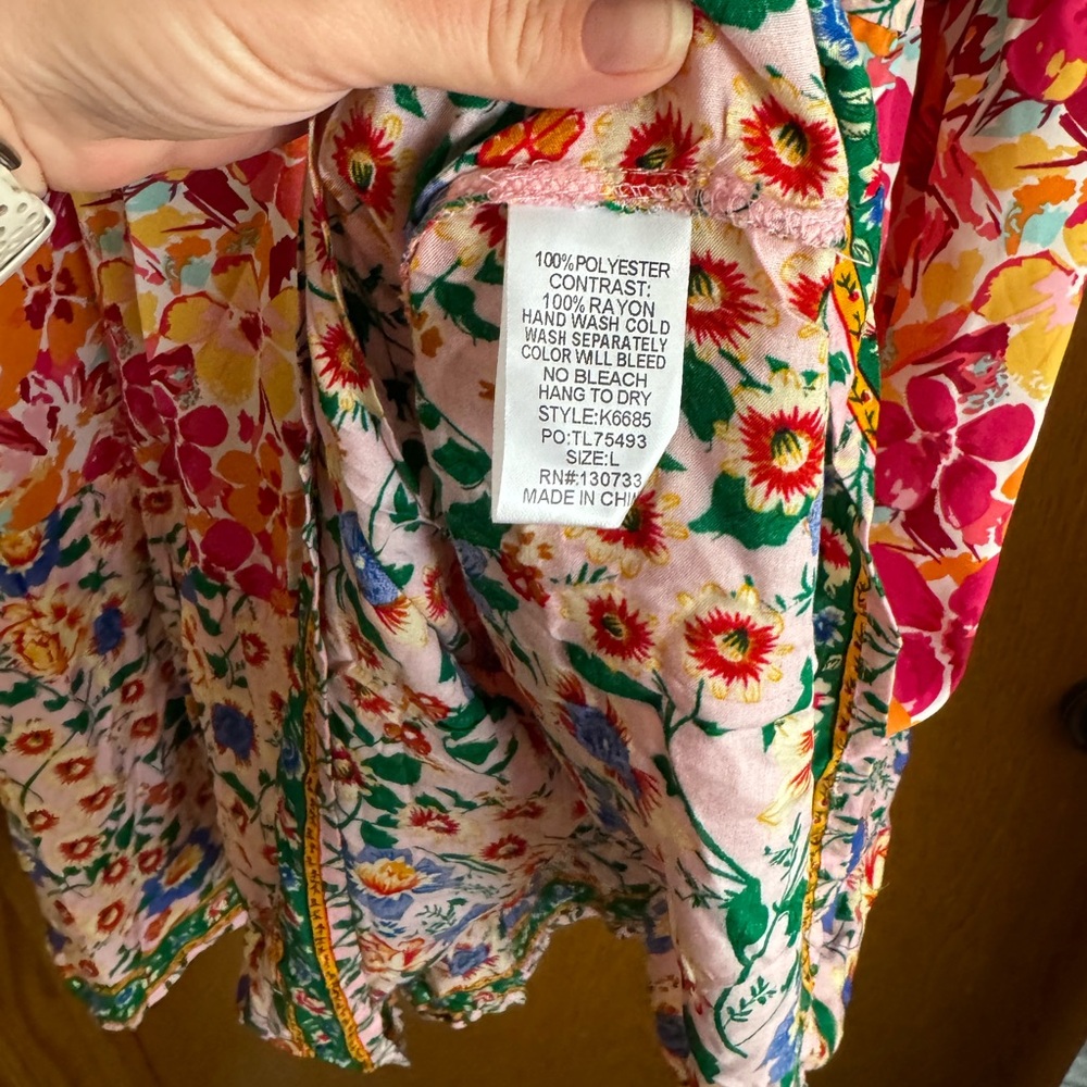 Umgee Multicolored Midi Sundress with Puff Sleeves - Picture 4 of 4